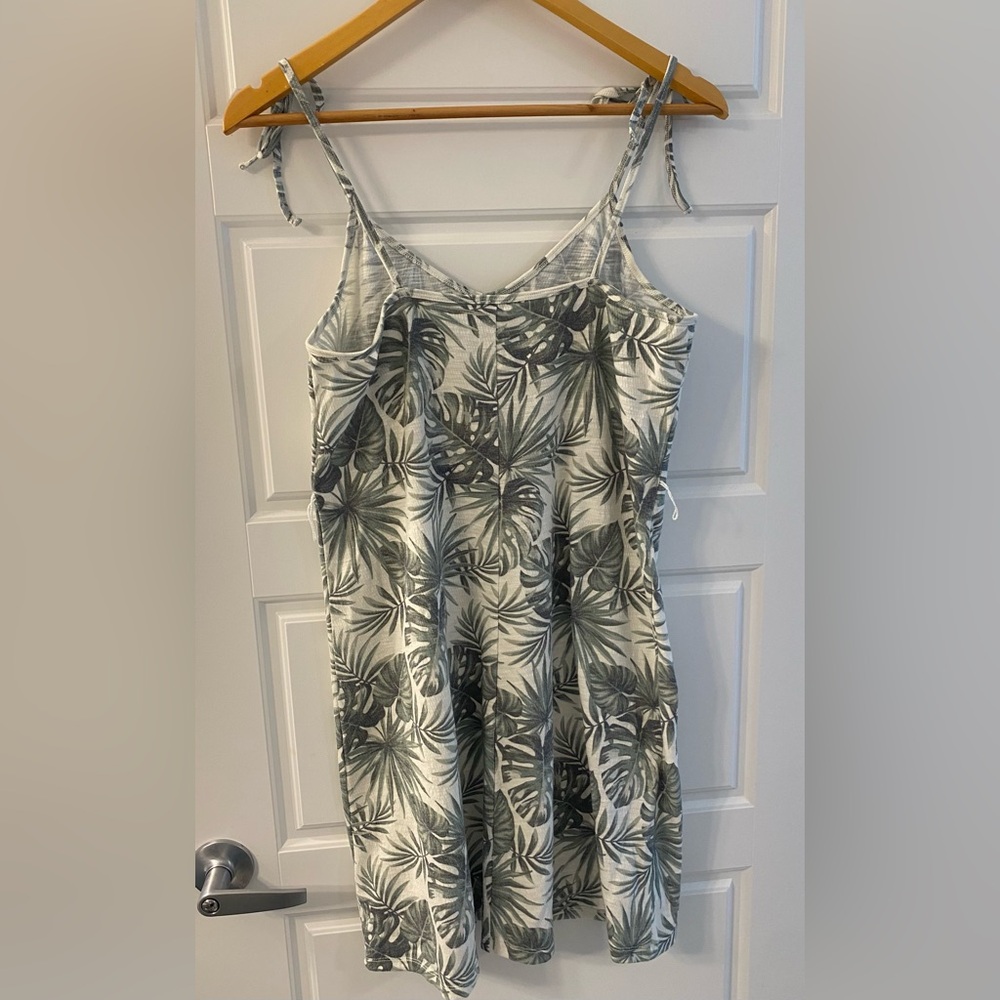 Kismet Tropical Monstera Palm Mini Sundress M | Beachy Tie Strap Summer  Resort - Picture 6 of 8